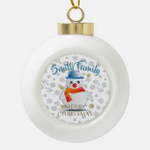 Cute Snowman Ceramic Ball Christmas Ornament