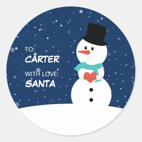 Cute Snowman Childrens Christmas Gift Classic Round Sticker