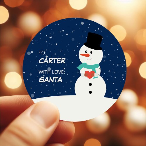 Cute Snowman Childrens Christmas Gift Classic Round Sticker