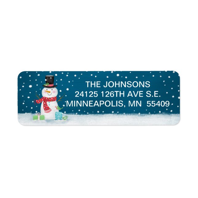 Cute Snowman Christmas Address Label (Front)