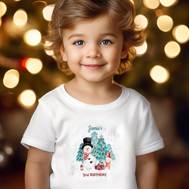Cute Snowman Christmas Birthday Name Toddler T-shirt (Cute Snowman Christmas Birthday Name Toddler T-shirt)