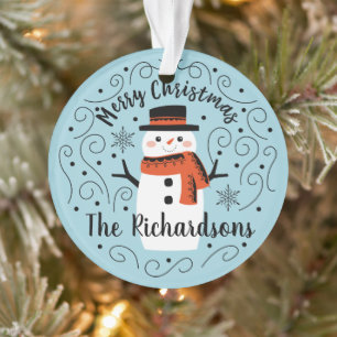 Cute Snowman Christmas Ceramic Ornament