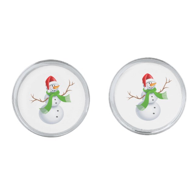 Cute Snowman Christmas Cufflinks (Front)