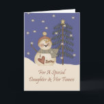 Cute Snowman Christmas Daughter & Fiance Holiday Card<br><div class="desc">card</div>