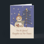 Cute Snowman Christmas Daughter & Fiance Holiday Card<br><div class="desc">card</div>