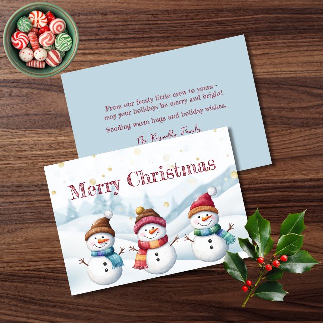 Cute Snowman Christmas Flat Holiday Card (Creator Uploaded)