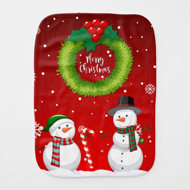 Cute Snowman Christmas Fleece Blanket (Front)