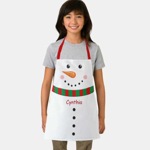Cute Snowman Christmas for Kids All_Over Print Apron