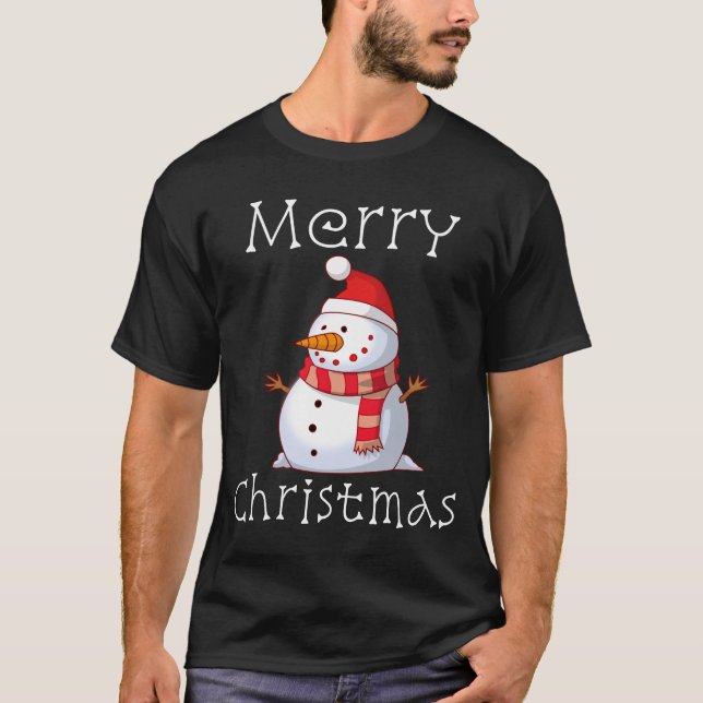 Cute Snowman Christmas Gift T-Shirt (Front)