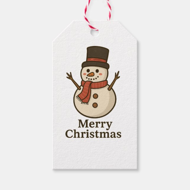 Cute Snowman Christmas Gift Tag - Front & Design (Front)