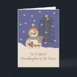 Cute Snowman Christmas Granddaughter & Fiance Holiday Card<br><div class="desc">card</div>