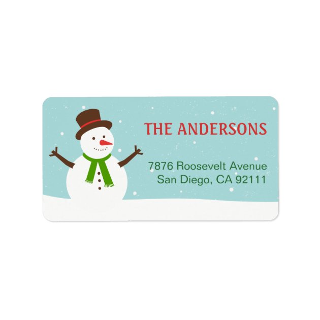 Cute Snowman Christmas Greeting Happy Holidays Label