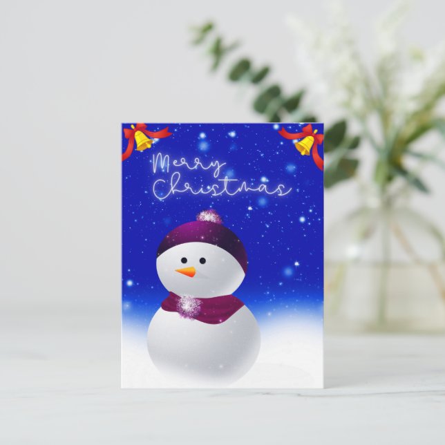 Cute Snowman Christmas Holiday Postcard (Standing Front)
