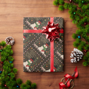 Cute Snowman Christmas Kindness Joy Inspirivity Wrapping Paper