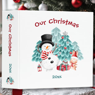 Cute Snowman Christmas Name Photo Album 3 Ring Binder