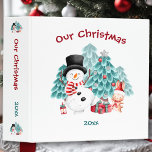 Cute Snowman Christmas Name Photo Album 3 Ring Binder<br><div class="desc">This personalized 3-ring binder is designed as a lovely photo album or scrapbook for saving and organizing your kids' and family's Christmas holiday moments. Featuring a cute snowman,  bunny and Christmas tree in a snowy forest. Easily personalize the text - Kate Eden Art</div>