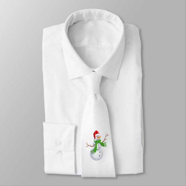 Cute Snowman Christmas Neck Tie (Tied)