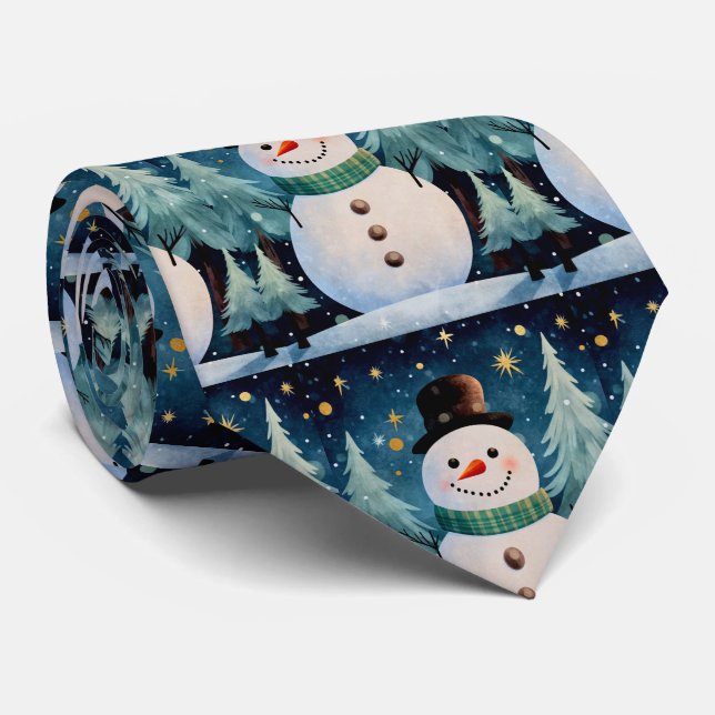 Cute Snowman Christmas  Neck Tie (Rolled)