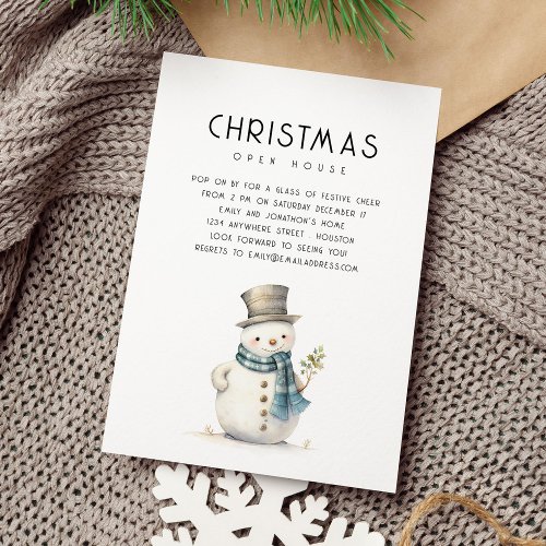 Cute Snowman Christmas Open House Invitation