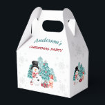 Cute Snowman Christmas Party Favor Box<br><div class="desc">Cute Christmas Party Favor Box with a cute snowman,  bunny,  and Christmas tree in a snowy forest. You can easily personalize it. Matching items are available in my shop.</div>
