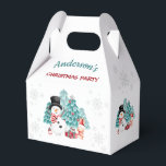 Cute Snowman Christmas Party Favor Box<br><div class="desc">Cute Christmas Party Favor Box with a cute snowman,  bunny,  and Christmas tree in a snowy forest. You can easily personalize it. Matching items are available in my shop.</div>