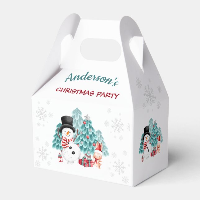 Cute Snowman Christmas Party Favor Box (Front Side)