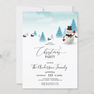 Cute Snowman Christmas Party Invitation