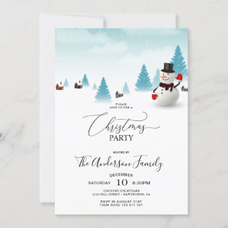 Cute Snowman Christmas Party Invitation