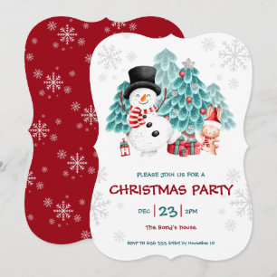 Cute Snowman Christmas Party Invitation