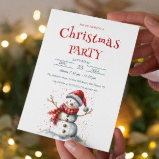 Cute Snowman Christmas Party Invitation