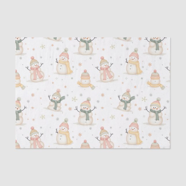 Cute snowman Christmas pattern Tissue Paper (Front)