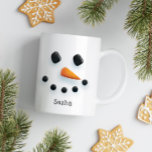 Cute Snowman Christmas Personalized Holiday Coffee Mug<br><div class="desc">Hand drawn snowman face two sides of a mug with optional name; transfer the illustration to any product! Original illustration by Becky Nimoy.</div>