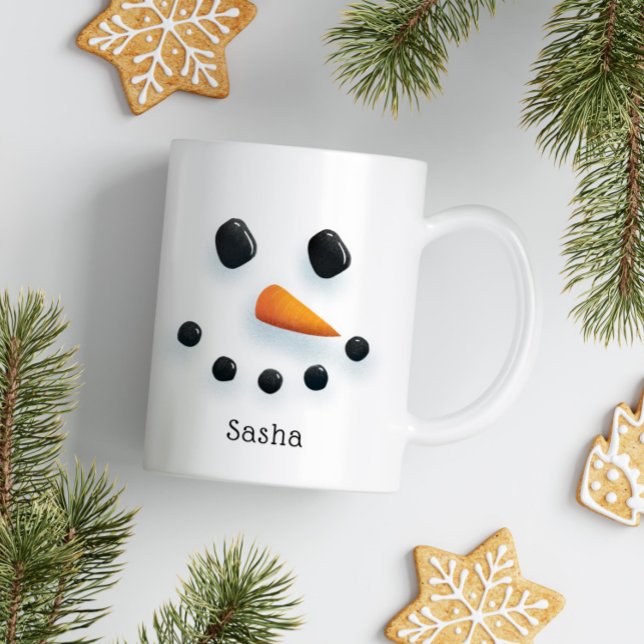 Cute Snowman Christmas Personalized Holiday Coffee Mug (Creator Uploaded)