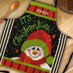 Cute Snowman Christmas Personalized Inspirivity Apron<br><div class="desc">Personalized Snowman Christmas apron. Add some spice to your kitchen with this fun-lovin’ holiday Inspirivity apron. This trendy apron would look great on you as you’re whipping up those Christmas cookies. The whimsical design with fun borders add joy to this hand drawn art piece. The fun holiday colors makes will...</div>