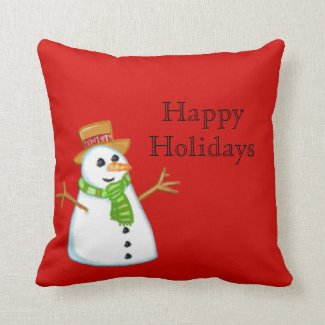 Cute Snowman Christmas Red Pillows