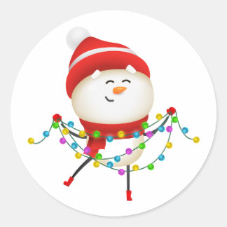 Cute Snowman Christmas, santa gift Classic Round Sticker