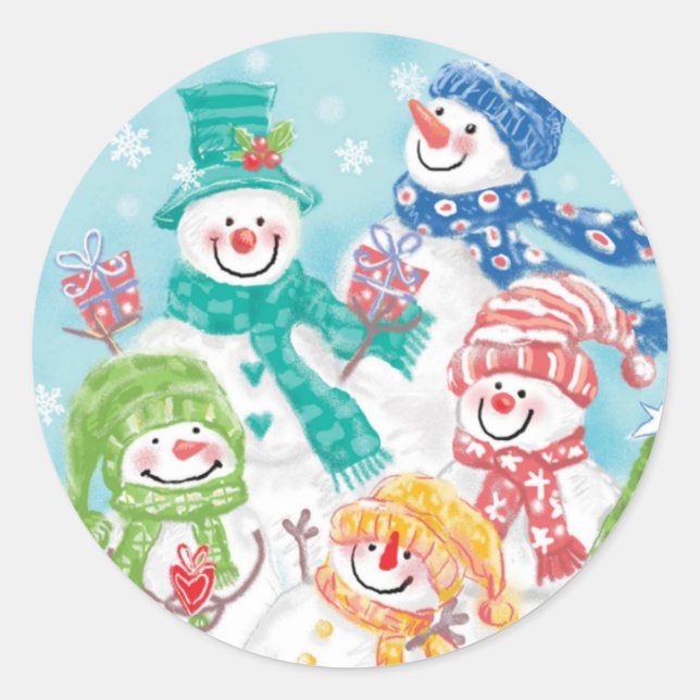 Cute Snowman Christmas sticker (Front)