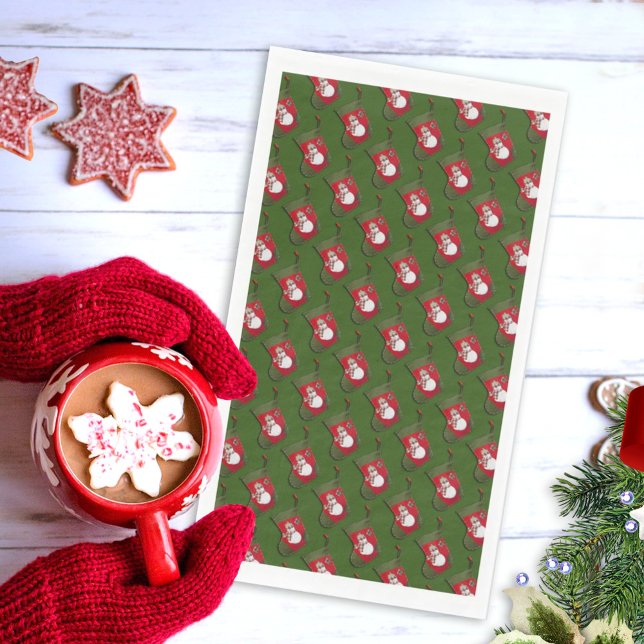 Cute Snowman Christmas Stocking Pattern Paper Guest Towels (Creator Uploaded)