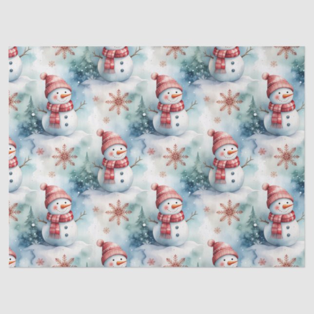 Cute Snowman Christmas  Tissue Paper (Front)