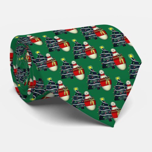 Cute Snowman Christmas Tree Holiday   Neck Tie