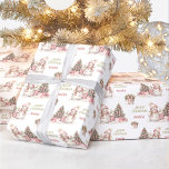 Cute Snowman Christmas Vintage Girl Name Text Wrapping Paper<br><div class="desc">Cute Christmas wrapping paper with a cute pink vintage snowman on the white background for girls. Easily personalize the text. Please visit the store for the full line of products that are available - Kate Eden Art</div>
