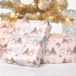 Cute Snowman Christmas Vintage Pink Girl Name Text Wrapping Paper<br><div class="desc">Cute Christmas wrapping paper with a cute vintage snowman in pink for girls. Easily personalize the text. Please visit the store for the full line of products that are available - Kate Eden Art</div>