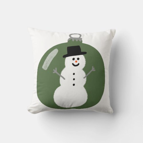 Cute Snowman Christmas Xmas Holiday Ornament Throw Pillow