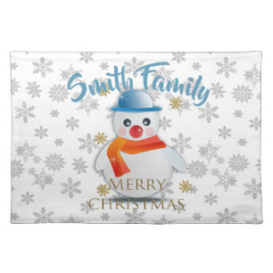 Cute Snowman Cloth Placemat