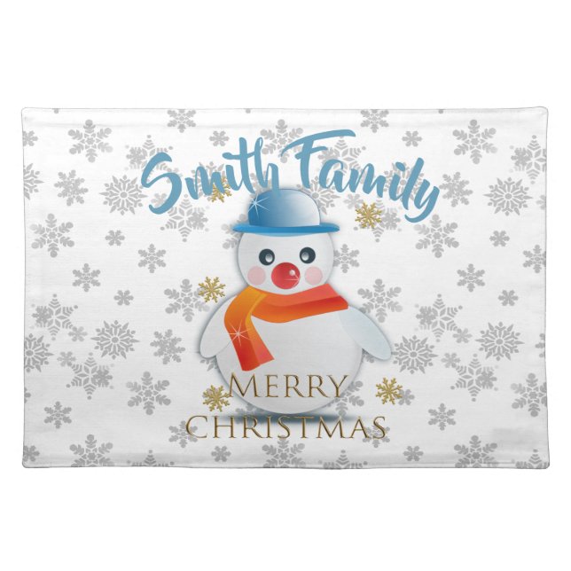 Cute Snowman Cloth Placemat (Front)