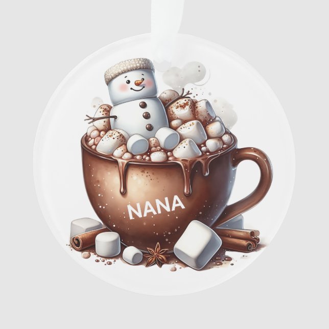 Cute Snowman Cocoa Design  Ornament (Front)
