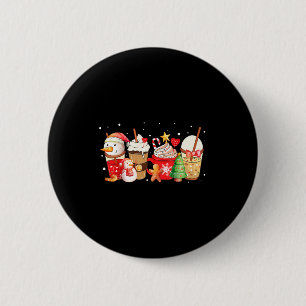 Cute Snowman Coffee Lover Latte Gingerbread Funny Button