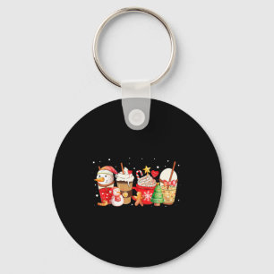 Cute Snowman Coffee Lover Latte Gingerbread Funny  Keychain
