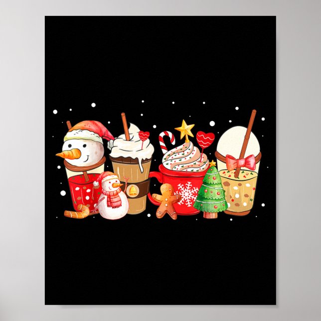 Cute Snowman Coffee Lover Latte Gingerbread Funny  Poster (Front)