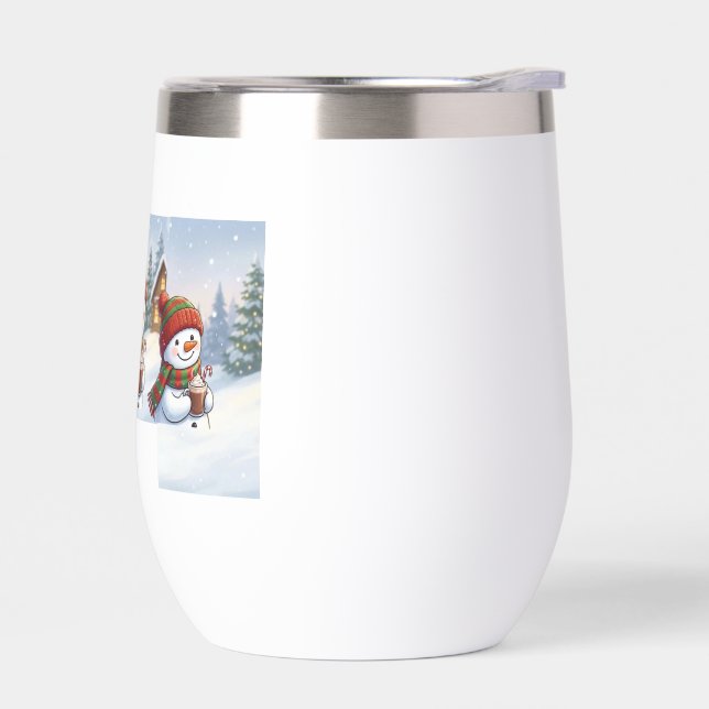 Cute Snowman Coffee Winter Holiday Water Bottle (Left)